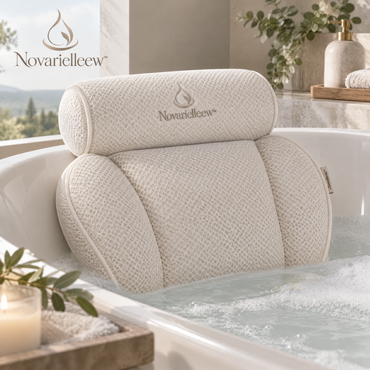 Novarielleew™ Luxury Bath Pillow | Cushioned Head, Neck & Shoulder Support for Home Spa Soaking
