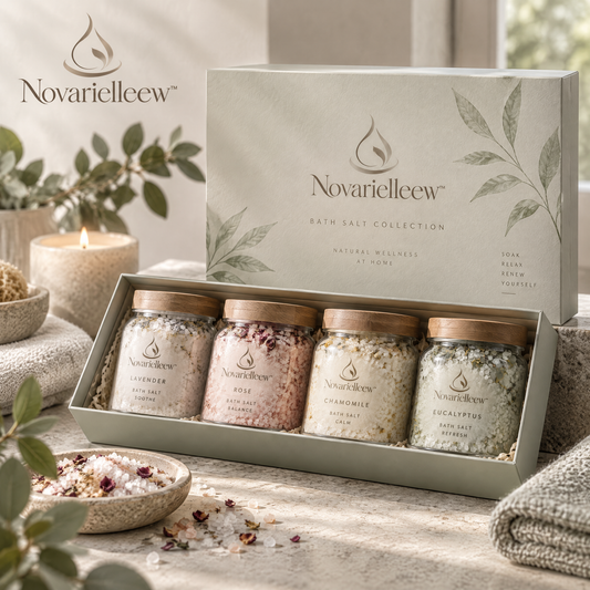Novarielleew™ Botanical Bath Salt Collection | 4-Scent Home Spa Soaking Gift Set