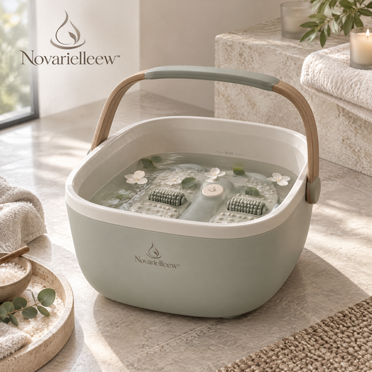 Novarielleew™ Home Spa Foot Bath Basin | Portable Foot Soaking Tub with Massage Rollers & One-Touch Control