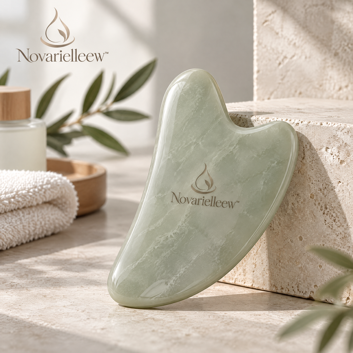 Novarielleew™ Natural Stone Gua Sha | Sculpting Facial Massage Tool for Home Spa & Self-Care
