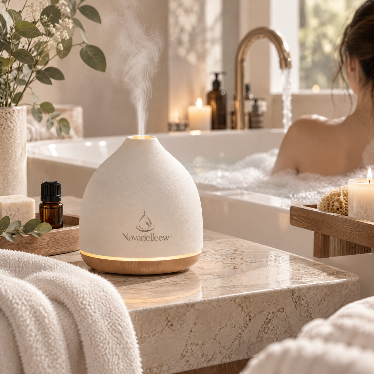 Novarielleew™ Home Spa Aroma Diffuser | Compact Ambient Mist Diffuser with Warm Glow