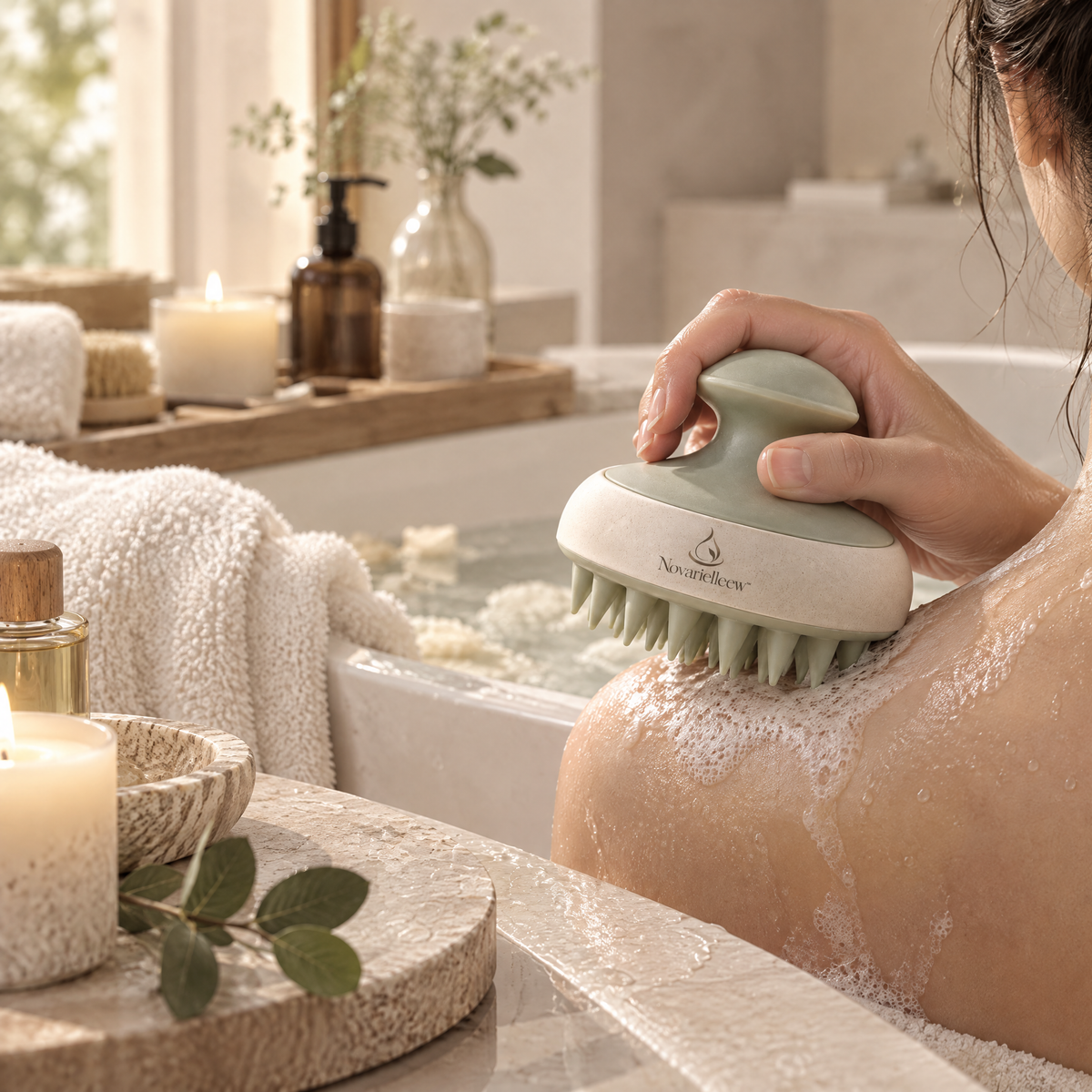 Novarielleew™ Silicone Scalp Massage Brush | Ergonomic Shampoo & Deep-Cleansing Scalp Care Tool