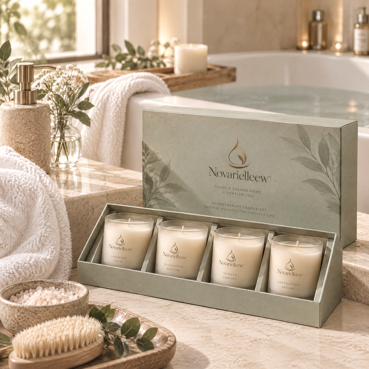 Novarielleew™ Lavender Calm Scented Candle | Home Spa Aromatherapy Candle for Bath, Relaxation & Self-Care