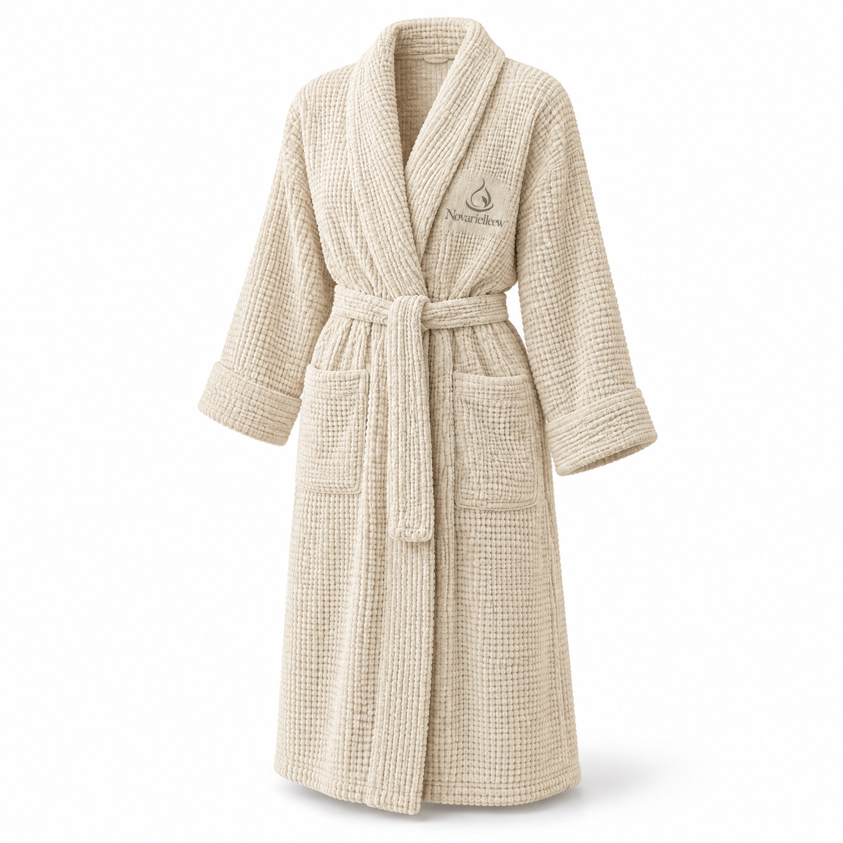 Novarielleew™ Plush Home Spa Robe | Soft Absorbent Shawl-Collar Bathrobe with Adjustable Belt & Pockets