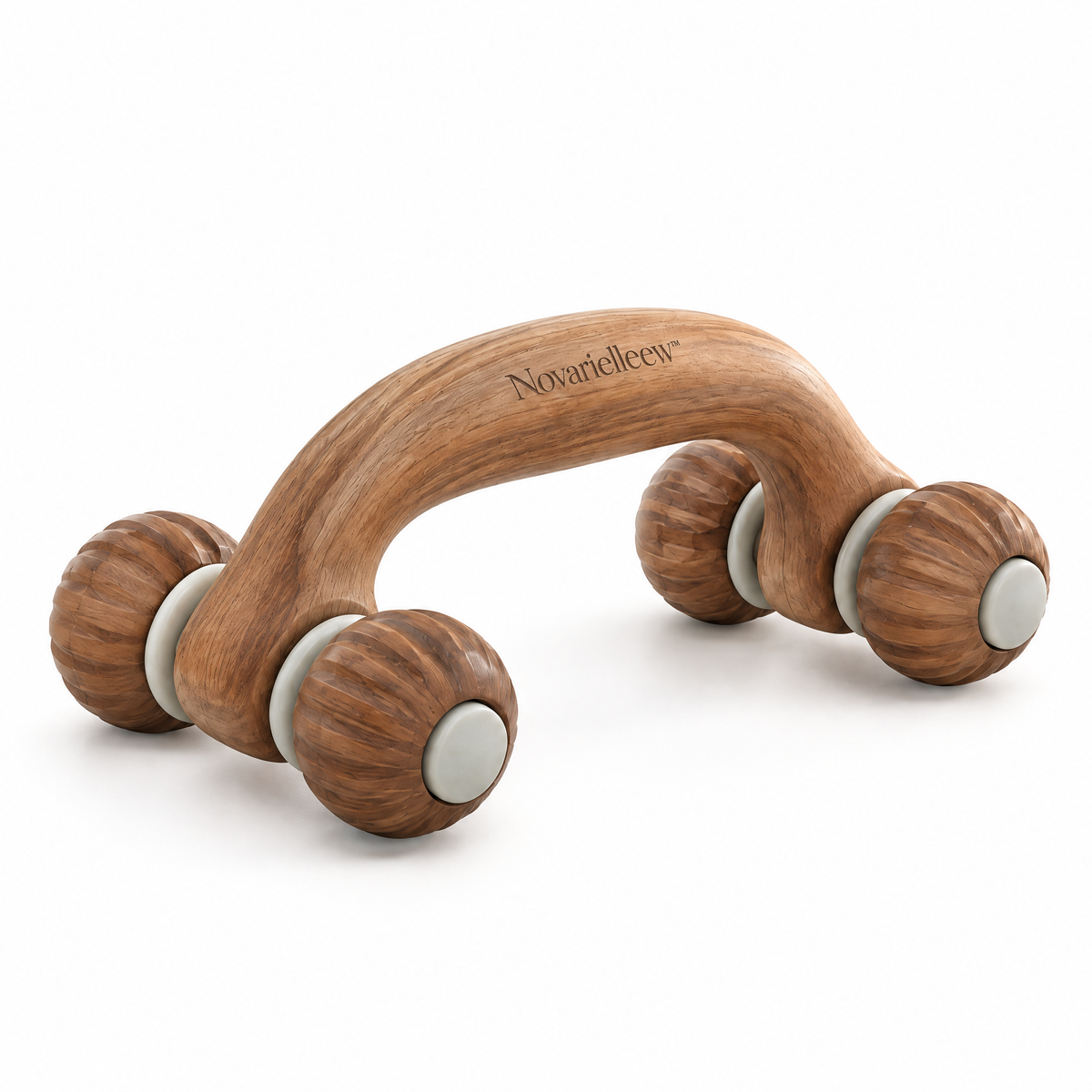 Novarielleew™ Natural Wood Body Massage Roller | Four-Wheel Handheld Massager for Home Spa & Self-Care