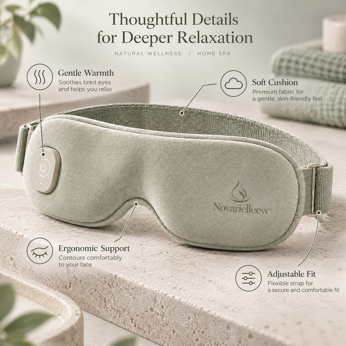 Novarielleew™ Gentle-Warmth Eye Mask | Soft Heated Eye Pillow for Home Spa Relaxation