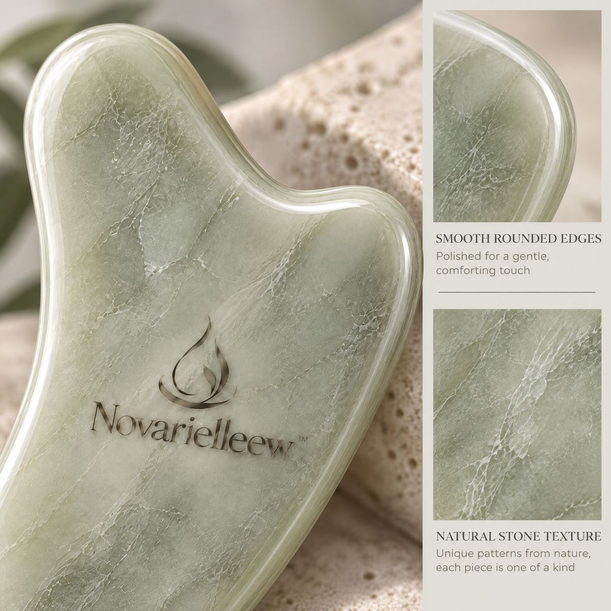 Novarielleew™ Natural Stone Gua Sha | Sculpting Facial Massage Tool for Home Spa & Self-Care
