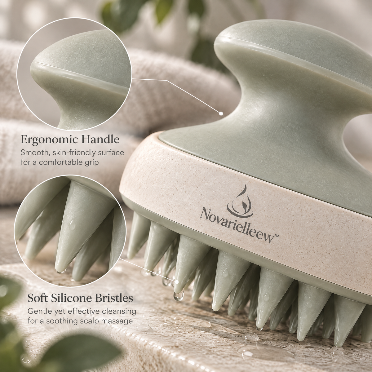 Novarielleew™ Silicone Scalp Massage Brush | Ergonomic Shampoo & Deep-Cleansing Scalp Care Tool