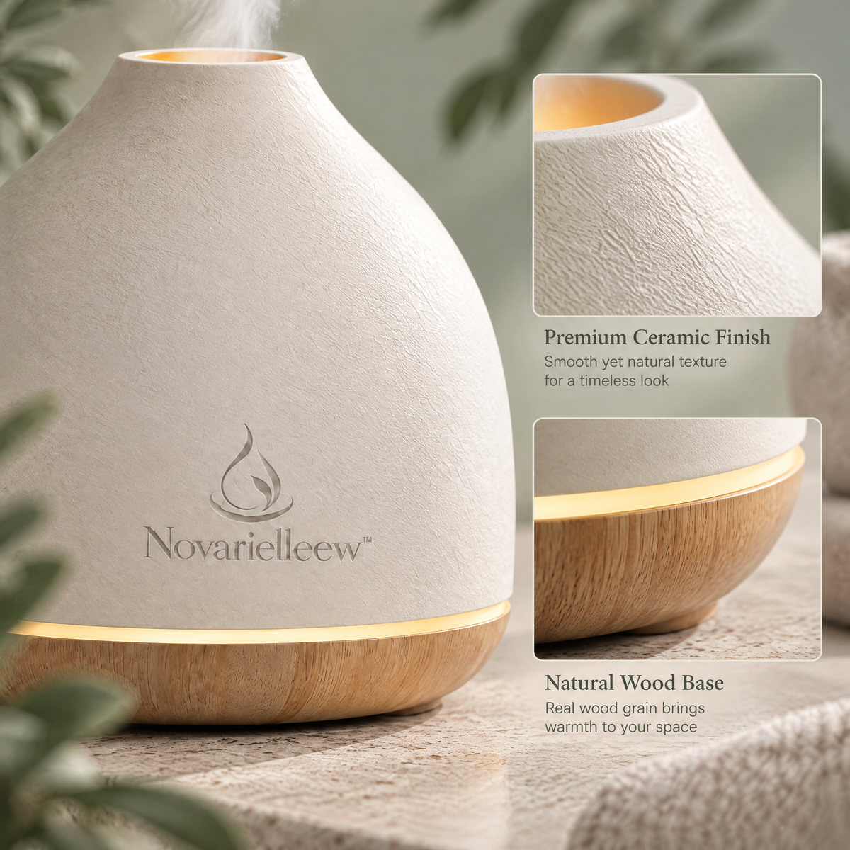 Novarielleew™ Home Spa Aroma Diffuser | Compact Ambient Mist Diffuser with Warm Glow